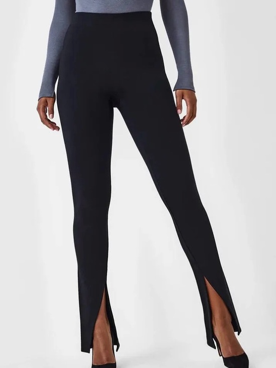 SPANX Pants - Spanx Black Perfect Front Slit Flare Leggings Ponte Pant Size S Tall 20584T